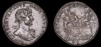 Roman Imperial Coinage, Hadrian, Sestertius, Rome, 118, laureate bust right, drapery on far shoulder, imp caesar...