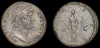 Roman Imperial Coinage, Hadrian, Sestertius, Rome, 125-8, laureate bust right, drapery on far shoulder, hadrianvs...