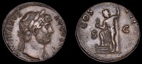 Roman Imperial Coinage, Hadrian, Sestertius, Rome, 125-8, laureate bust right, drapery on far shoulder, hadrianvs...