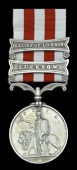 Indian Mutiny 1857-59, 2 clasps, Relief of Lucknow, Lucknow (H. Fuller, 90th Lt. Infy) suspension claw tightened,...