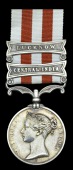 Indian Mutiny 1857-59, 2 clasps, Lucknow, Central India (Saml. Daniels, 2nd. Rifle Bde.) clasps connected by...