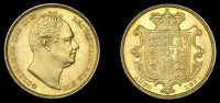 William IV (1830-1837), BRITISH COINS, William IV (1830-1837), Sovereign, 1831, first bust, w w incuse without stops...