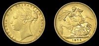Victoria (1837-1901), BRITISH COINS, Victoria (1837-1901), Sovereign, 1872, St George rev. (M 85; S 3856A). Very...