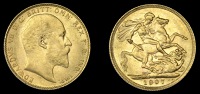 Edward VII (1901-1910), BRITISH COINS, Edward VII (1901-1910), Sovereign, 1907 (M 179; S 3969). Extremely fine or...