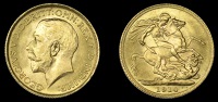George V (1910-1936), BRITISH COINS, George V (1910-1936), Sovereign, 1914 (M 216; S 3996). Extremely fine or...