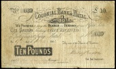 WORLD BANKNOTES, Colonial Bank of Natal, Ten Pounds, 9 June 1862, Pietermaritzburg, no. 039 (Hern 132; Pick S433)....