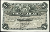 WORLD BANKNOTES, The Natal Bank, One Pound, 18—, perforated specimen b.w. & co london (Hern 260; Pick S466). Good...