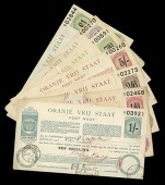 WORLD BANKNOTES, Orange Free State, Post Noots (7), Shilling, One Shilling and Sixpence, Two Shillings and Sixpence,...