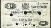 WORLD BANKNOTES, Union of South Africa, One Pound, 1920, Gold Certificate, A/1 480198, hole cancelled (Hern 427;...
