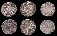 Henry VIII (1509-1547), BRITISH COINS, Henry VIII (1509-1547), Second coinage, Halfgroats (3), Canterbury (2), Abp...