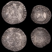 Elizabeth I (1558-1603), BRITISH COINS, Elizabeth I (1558-1603), First issue, Groat, mm. lis, wire line and beaded...