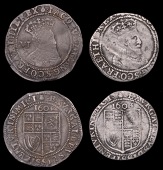 James I (1603-1625), BRITISH COINS, James I (1603-1625), First coinage, Sixpences (2), both 1603, mm. thistle, first...