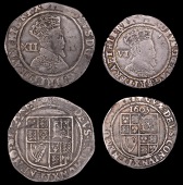 James I (1603-1625), BRITISH COINS, James I (1603-1625), Second coinage, Shilling, mm. rose, 5.49g/7h, Sixpence,...