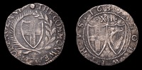 British Coins, WORLD COINS, British Coins, Commonwealth, Shilling, 1657, mm. sun on obv. only, 5.80g/7h (ESC 158; N...