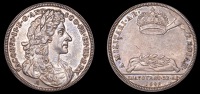 British Medals, WORLD COINS, British Medals, James II, Coronation, 1685, a silver medal by J. Roettiers, laureate...