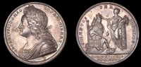 British Medals, WORLD COINS, British Medals, George II, Coronation, 1727, a silver medal by J. Croker, laureate bust...