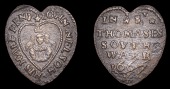 BRITISH TOKENS, St Thomas’s, John Nelson, heart-shaped Halfpenny, 1667, 2.00g/12h (E 914; N 5092a, this piece; BW....