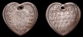 BRITISH TOKENS, Tooley Street, Daniell King, heart-shaped Halfpenny, 1668, 2.41g/12h (E 978; N 5114a, this piece;...