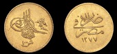 Ottoman Empire, WORLD COINS, Ottoman Empire, Abdul Aziz, 100 Qirsh, Misr, 1277h, year 11, 8.51g/12h (Pere 921)....