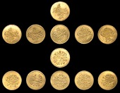 Ottoman Empire, WORLD COINS, Ottoman Empire, Abdul Aziz, gold 5 Qirsh (6), Misr, 1277h, years 8, 9, 12 (2), 13 (2)...