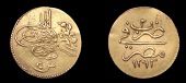 Ottoman Empire, WORLD COINS, Ottoman Empire, Abdul Hamid II, gold 5 Qirsh, Misr, 1293h, year 2, 0.44g/12h (Pere...