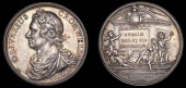 British Historical Medals, Oliver Cromwell, Memorial, 1658, a silver medal by J. Dassier [struck 1731], bust left,...