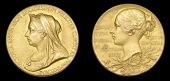British Historical Medals, Victoria, Diamond Jubilee, 1897, a gold medal by G.W. de Saulles, veiled bust left, rev....