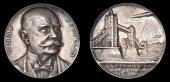 British Historical Medals, Airship Raids on London, 1915, a silver medal by F. Eue for Ball of Berlin, bust of...