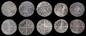 Edward I-II (1272-1327), Class 3g1, dies Ff2, 1.37g/9h; class 3g2 (2), dies Ss1, 1.35g/12h, dies Ss2, 1.35g/12h;...