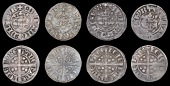 Edward I-II (1272-1327), Class 4b (4), robe rtde hade leie, dies Nn2, 1.37g/9h, dies Kk1, 1.28g/5h, dies Oo1 (2),...