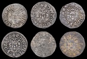 Edward I-II (1272-1327), Class 10ab4, dies Aa1, 1.41g/6h; class 10ab5 (3), dies Cc2, 1.40g/7h, dies Gg2, 1.30g/9h,...
