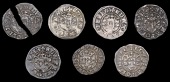 Edward I-II (1272-1327), Class 10cf1, dies Kk1, 1.32g/6h; class 10cf2a (3), dies Aa1, 1.31g/10h, dies Bb2, 1.41g/3h,...