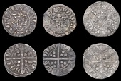 Edward I-II (1272-1327), Class 12b (2), dies Aa1, 1.26g/7h, dies Aa2, 1.19g/2h; class 13, dies Ee2, two tiny pellets...