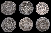 Edward I-II (1272-1327), Class 14b2 (2), dies Aa1, 1.30g/10h, dies Aa2, 1.35g/3h; class 14c (4), dies Pp1, 1.12g/8h,...