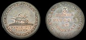 18th Century Tokens, NORFOLK, Wroxham, Revd. Daniel Collyer, Milton’s Threepence, 1797, wheelbarrow containing...