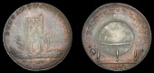 18th Century Tokens, SUFFOLK, Bungay, Skidmore’s Globe series, Penny, remains of Bungay Tower, rev. globe, edge i...