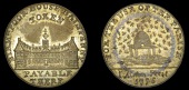 18th Century Tokens, WARWICKSHIRE, Birmingham, Workhouse, Alston’s Halfpenny, 1796, in brass, frontal elevation of...