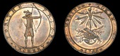 18th Century Tokens, WARWICKSHIRE, Meriden, Skidmore’s Halfpenny, 1796, archer with bow, rev. Prince’s plumes...