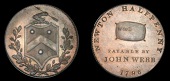 18th Century Tokens, WARWICKSHIRE, Newton, John Webb, Halfpenny, 1796, arms, rev. woolpack, edge plain, 14.32g/6h...