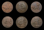 18th Century Tokens, WORCESTERSHIRE, Dudley, Spence’s mule Halfpence (3), from the same obv. die as previous,...
