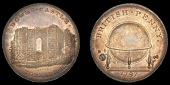 18th Century Tokens, YORKSHIRE, Bowes, Skidmore’s Globe series, Penny, remains of Bowes Castle, rev. globe, edge i...