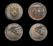 18th Century Tokens, Co CORK, Cork, Prattent’s mule Halfpence (2), Fame, revs. arms of Robert Orchard, 9.15g/6h...