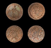 18th Century Tokens, Co CORK, Cork, Prattent’s mule Halfpence (2), je & co cypher, revs. Hope standing with...
