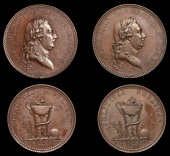 Medals, George III, Restored to Health, 1789, copper medals by J.-P. Droz (2), from the same dies as previous, both...