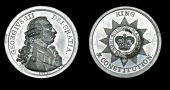 Medals, King and Constitution, 1793, a white metal medal by C. Twigg and I.S.G., bust of George III right, rev....