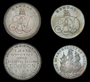 18th Century Tokens, WESTMORELAND, Kendal, Lutwyche’s mule Penny, 17.96g/6h (DH 2); Lutwyche’s mule Halfpenny,...