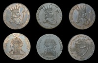 18th Century Tokens, MUNSTER, Prattent’s Halfpence (3), undated (2), 9.66g/7h (DH 1a), 8.23g/6h (DH 2a), 1795,...