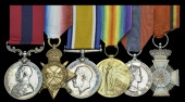A fine and scarce Great War 1917 ‘French theatre’ D.C.M. group of six awarded to Air Mechanic 1st Class C. M....