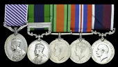 A rare North West Frontier ‘Crowned Head’ D.F.M. group of five awarded to DH9A and Wapiti pilot Sergeant, later...