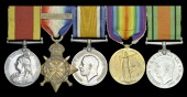 A rare China 1900 and Great War group of five awarded to Driver S. H. B. Dickinson, Royal Engineers, who served in...